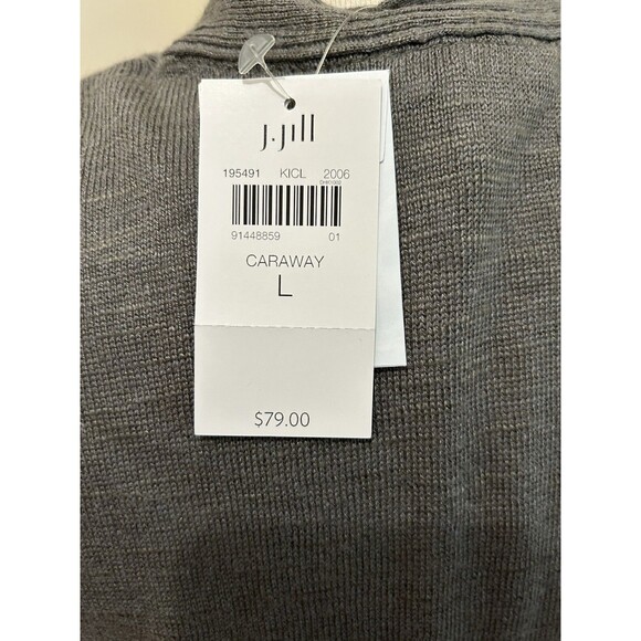 J.Jill Short Sleeve Caraway Green Linen Blend Cardigan Sweater L - Picture 6 of 6